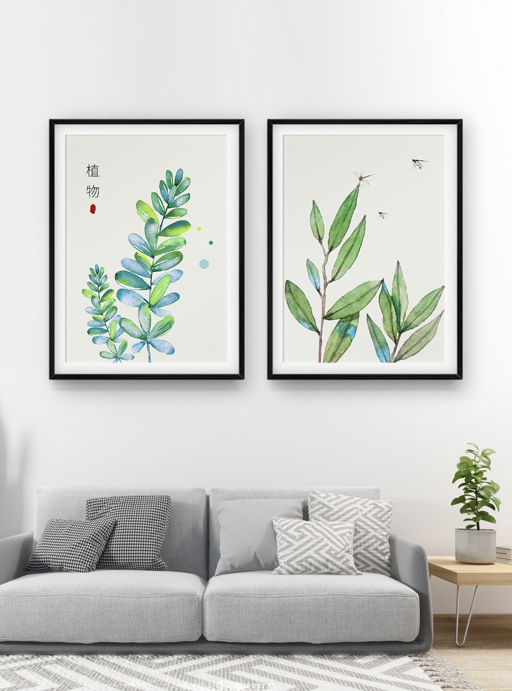 Lá nhiệt đới tranh vẽ CHL2-037-KG